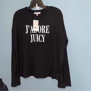Juicy Couture Plastisol Bell Sleeve Sweater in Pitch Black Size Large
